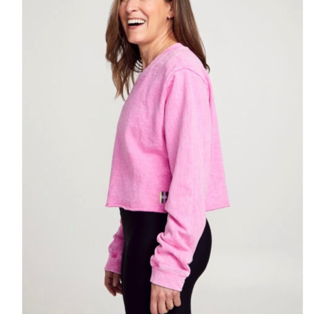 Soulcycle Crop Crew Sweatshirt in Hot Pink